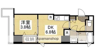 1DKの間取り画像