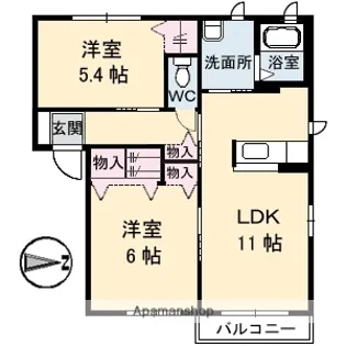 クレールT B棟【2階】の間取り
