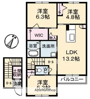 ファンコート堀越 壱番館【2階】の間取り