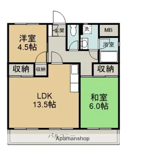 2LDKの間取り画像