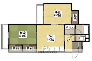 レジデンス天野壱番館【402号室】の間取り