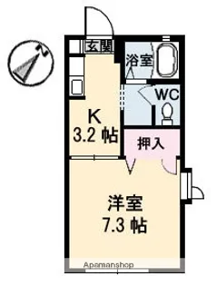 サントーク伴B棟【1階】の間取り