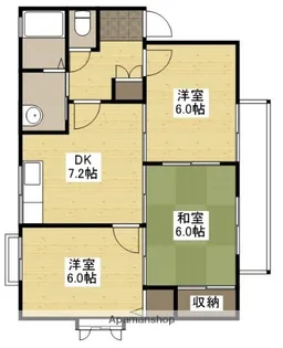 ルミナス上安 B棟【2階】の間取り
