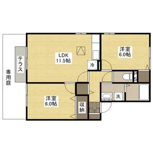 ハーモニー南【1階】の間取り