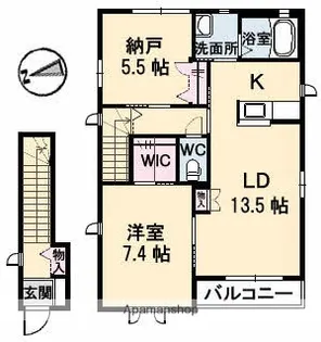 プランドールKR【201号室】の間取り