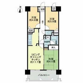 ライオンズヒルズ牛田早稲田【0311号室】の間取り