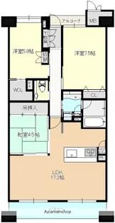 広島ガーデンシティ白島城北ウエストタワー【12階】の間取り