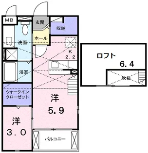 オンフォレストギオン【2階】の間取り
