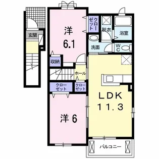 グランデ・フィオーレB【2階】の間取り