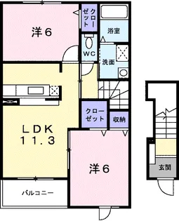 アプリコット A【2階】の間取り
