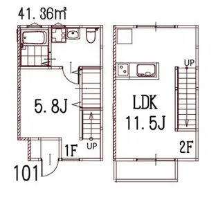 リノリノアパートメント五日市【101号室号室】の間取り