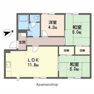 中島レジデンス B棟【1階】の間取り