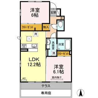 グランディール東原B棟【1階】の間取り