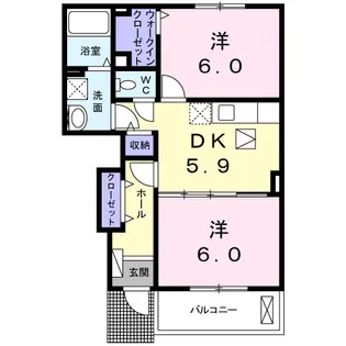ウッドスプリング千代田B【1階】の間取り