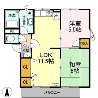 ボービラージュ坂本A棟【1階】の間取り