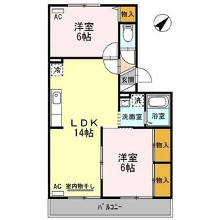 ハイカムール山田【2階】の間取り