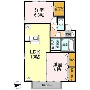 リビングタウン山本B棟【2階】の間取り