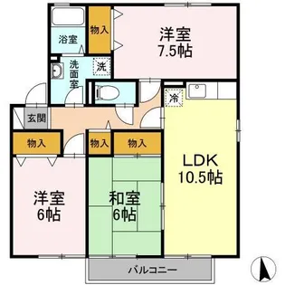 セジュール友清F棟【1階】の間取り