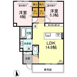 レーブコート【1階】の間取り