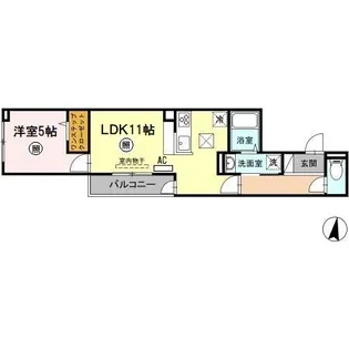 ソレイユ上安【1階】の間取り