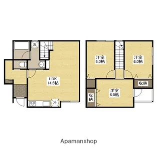 広島県広島市安佐南区上安2丁目【テラスハウス】の間取り