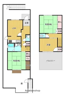 広島県広島市安佐北区真亀2丁目【テラスハウス】の間取り