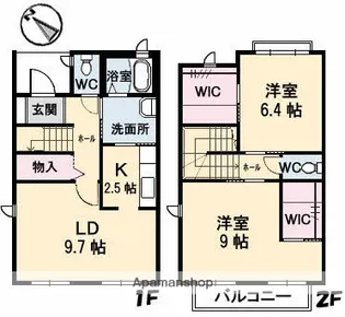 広島県広島市安佐南区長束5丁目【テラスハウス】の間取り