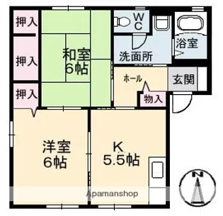 フレグランス沖広 B棟【1階】の間取り