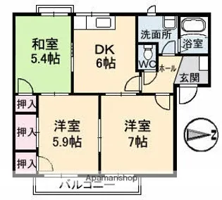 フレグランス塚本A棟【2階】の間取り