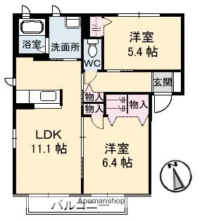 ハピネス・石田【2階】の間取り