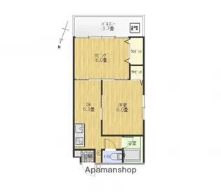 グランドヒルズ江波【1階】の間取り