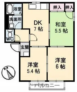 フレグランス中山台A棟【2階】の間取り