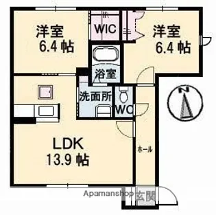ラ・アンジュ戸坂【1階】の間取り