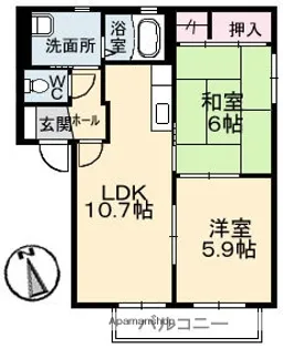 Y’S EBA B棟【2階】の間取り