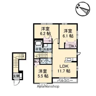 シャーメゾン平和台C棟【2階】の間取り