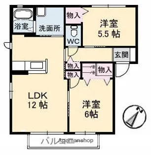 ジェネス八木A棟【1階】の間取り