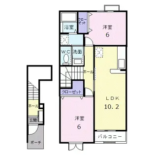 グッディ亀山A【2階】の間取り
