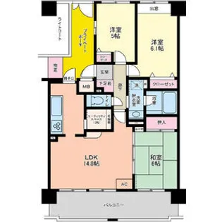 ダイアパレスリバーコート古市【7階】の間取り