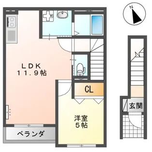 キューブ亀山【2階】の間取り