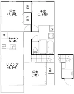 ビクトワール長束【201号室号室】の間取り