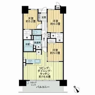 サーパス祇園ゲートレジデンス【6階】の間取り