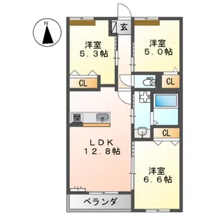 アデランテみくまり【3階】の間取り