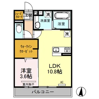 カーサあき亀山A棟【2階】の間取り