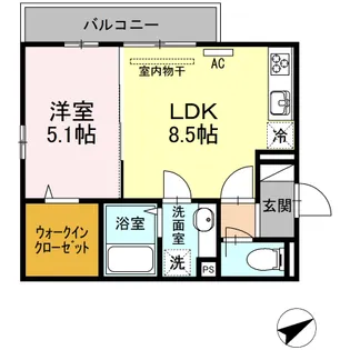 1LDKの間取り画像