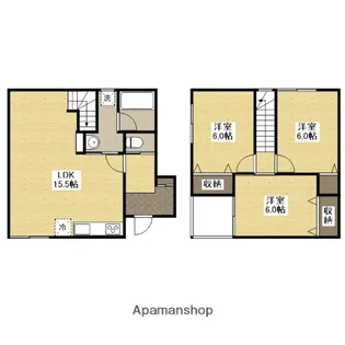 広島県広島市安佐南区上安2丁目【テラスハウス】の間取り