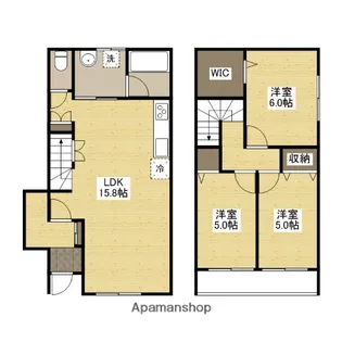 広島県広島市安佐南区上安2丁目【テラスハウス】の間取り