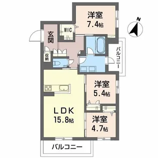 BALLOONFLOWER SOUTH【3階】の間取り