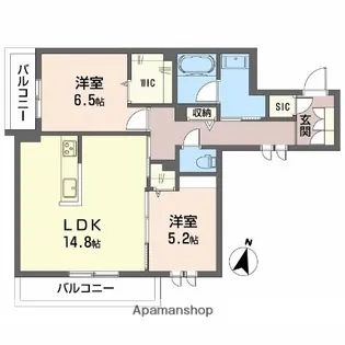 ルリエ府中レジデンス【2階】の間取り