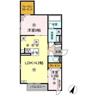 DーAXIS旭 B棟【1階】の間取り
