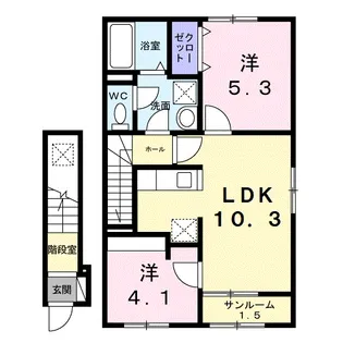 シャトーKINKI A【2階】の間取り
